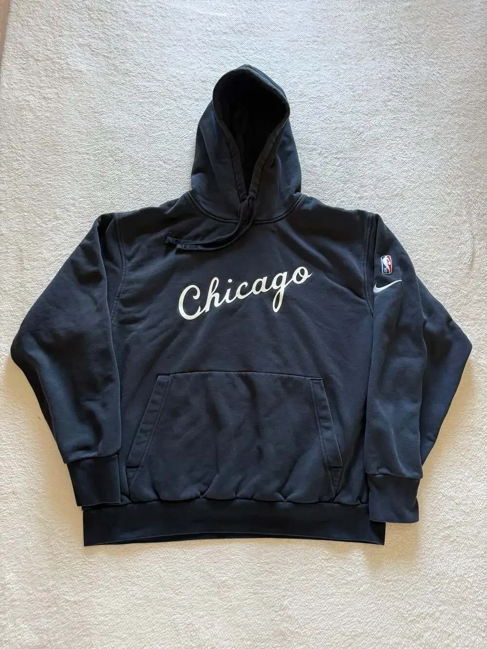 Chicago Bulls Hoodie Mens Medium Black Nike 75th Anniversary Sweatshirt NBA